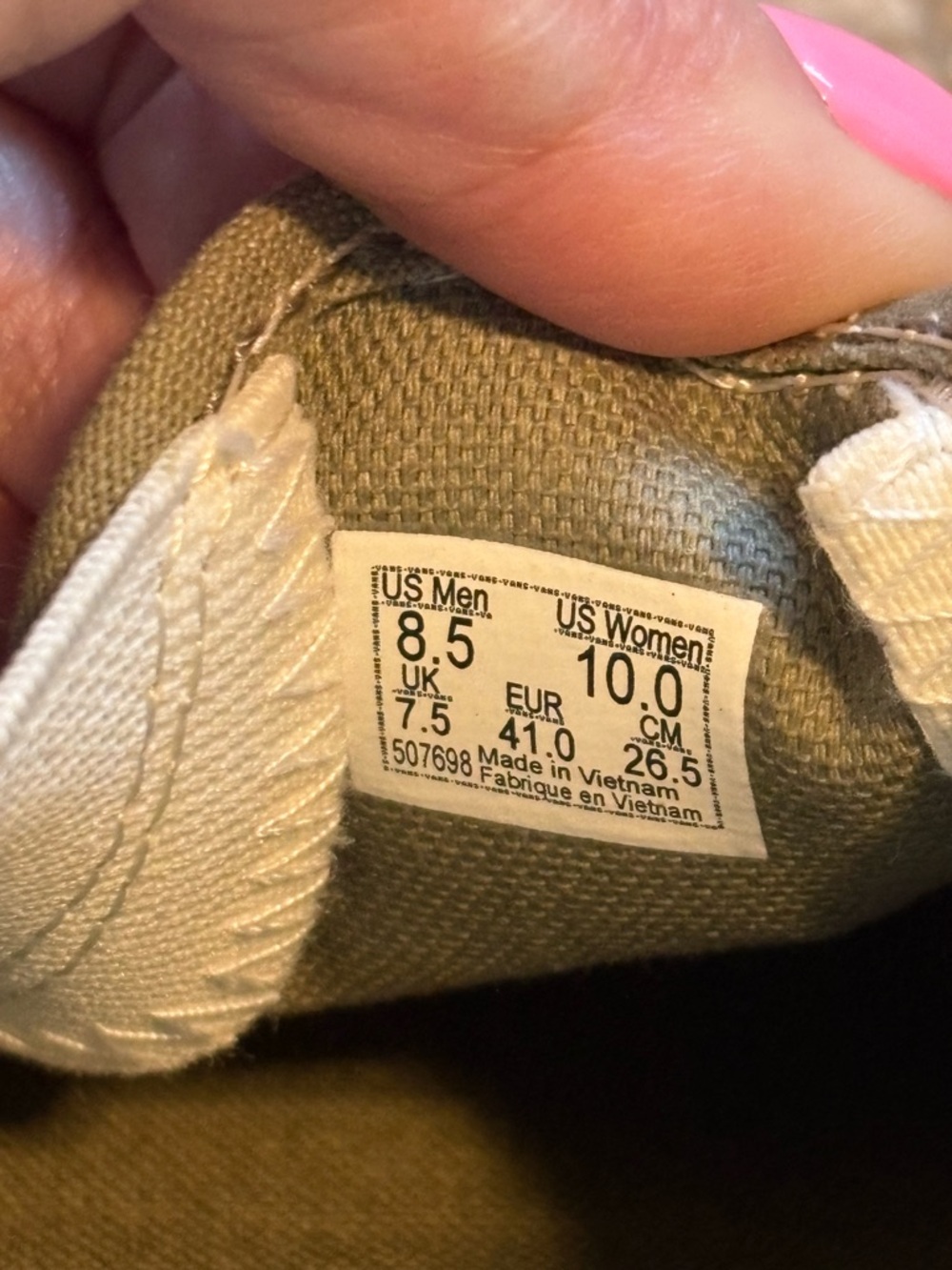 NWOT Vans Classic Slip-On with Geometric Olive Print - Picture 4 of 5
